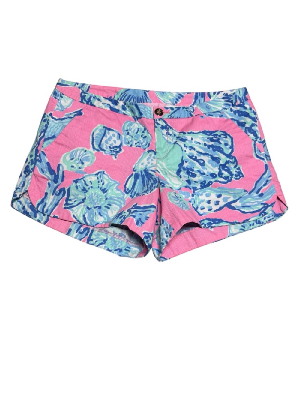 Lilly Pulitzer Adie Shorts Pink Pout Barefoot Princess Shell Print Size 2 - Picture 2 of 4